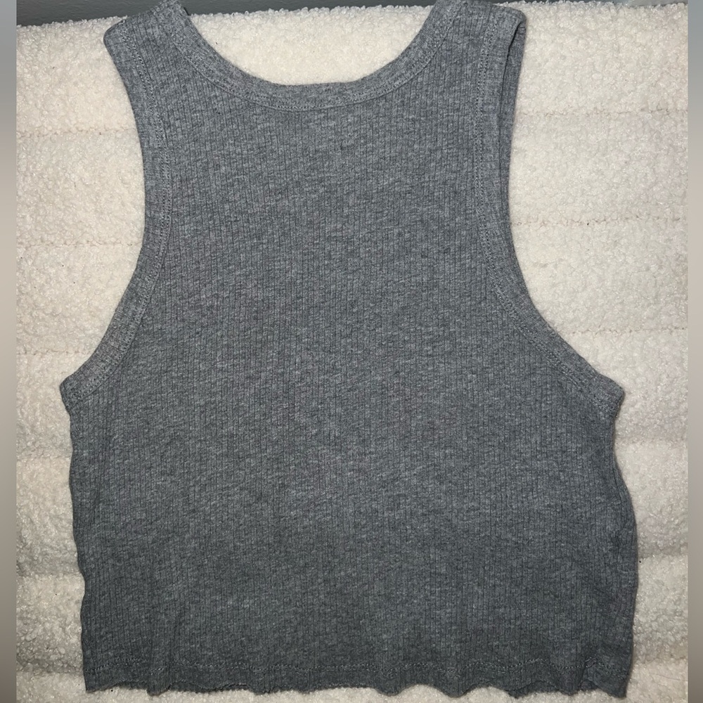 Gray high neck cropped top